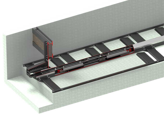 Schubboden mit integriertem Antrieb - Schnitt Antrieb LZTech Schubboden mit integriertem Antrieb